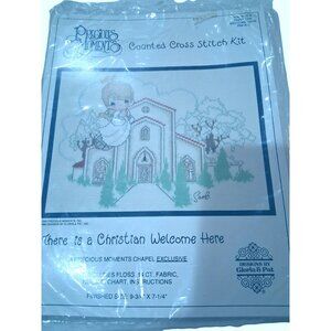 Precious Moments Counted Cross Stitch Kit Christian Welcome Angel & Chapel Desig